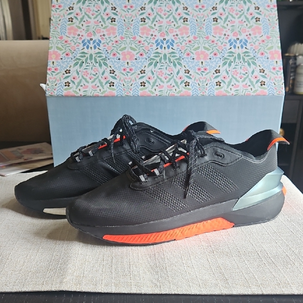 Adidas Avryn Men's Black and Solar Red Sneakers
